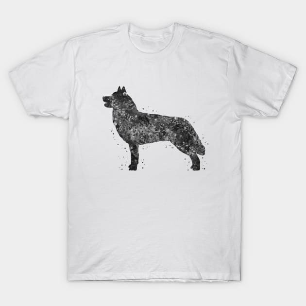 Siberian Husky dog black and white T-Shirt by Yahya Art